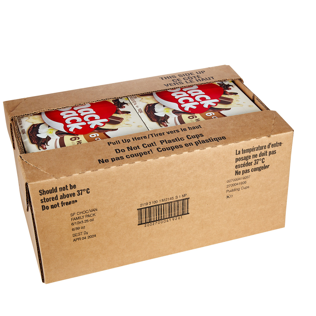Snack Pack Pudding Chocolate Vanilla Family Pack-3.25 oz.-6/Case