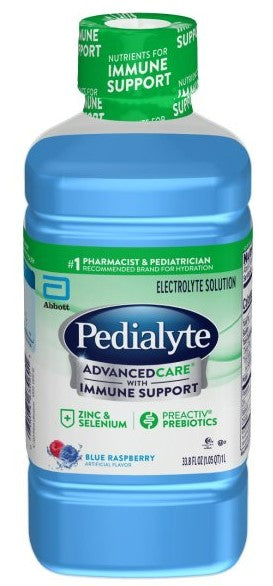 Pedialyte Advanced Care Blue Raspberry Flavored Electrolyte Solution-1 Liter-8/Case