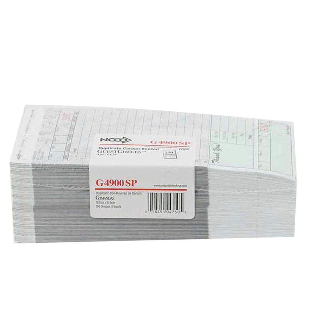National Checking 4.25 Inch X 8.25 Inch 2 Part Carbon Green 16 Line Guest Check-2500 Each-1/Case