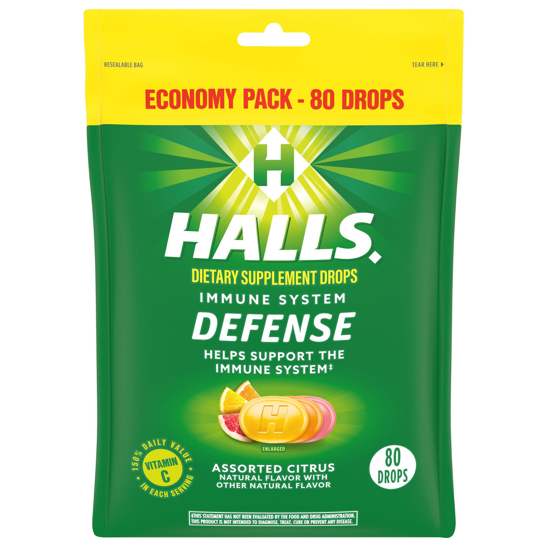Halls Defense Assorted Citrus Cough Drops-80 Count-12/Case