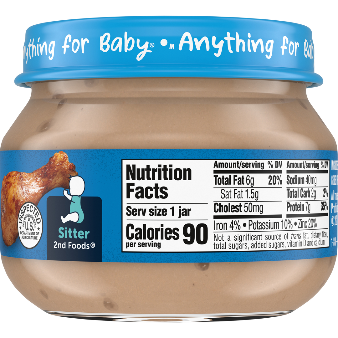Gerber Mealtime For Baby Chicken And Gravy Puree Baby Food Jar-2.5 oz.-10/Case