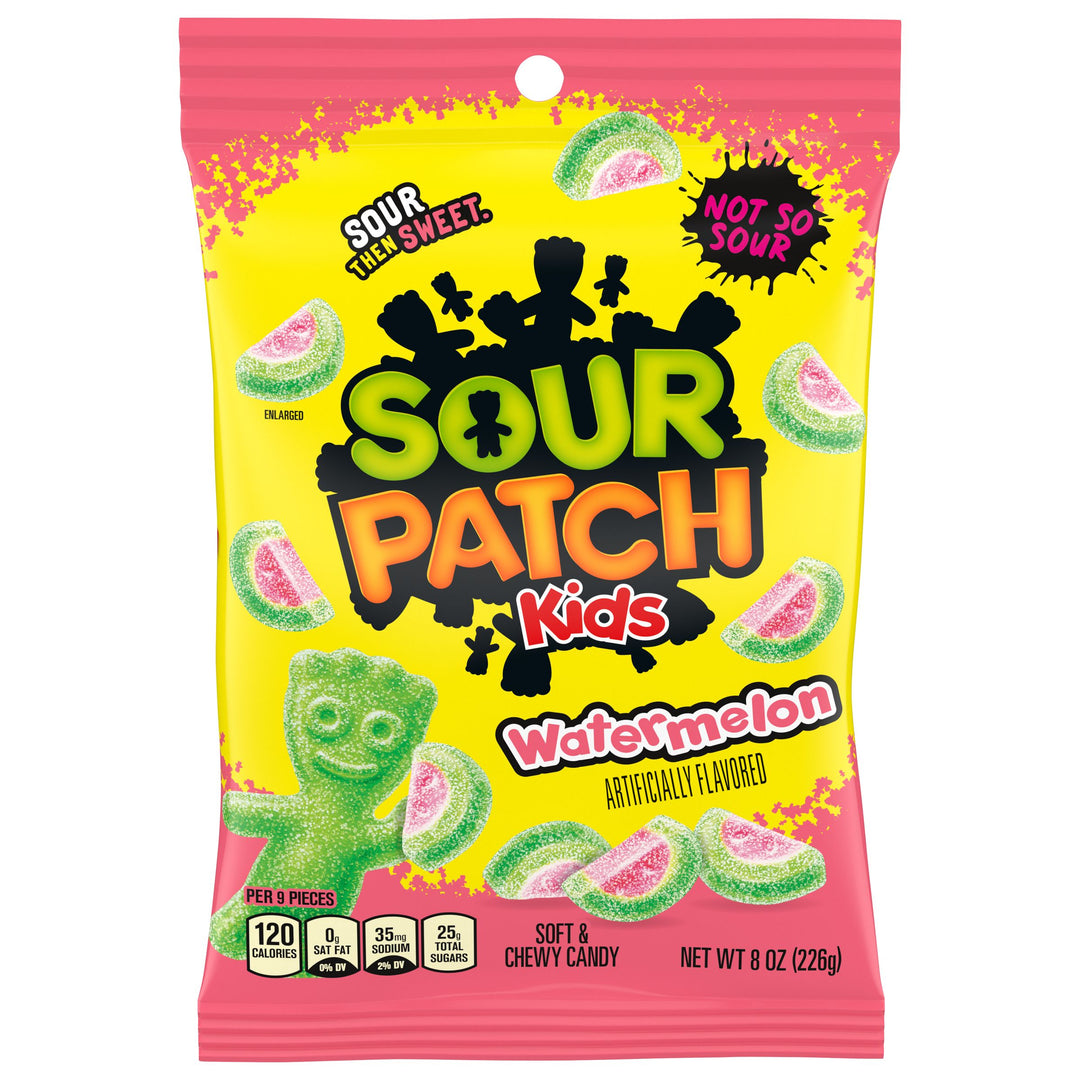 Sour Patch Kids Watermelon Candy Gummy Candy Peg Bag-8 oz.-12/Case