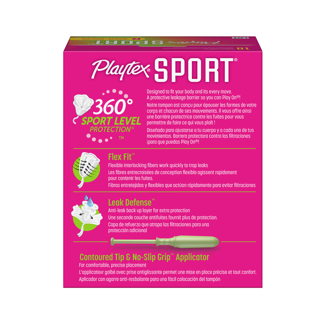Playtex Sport Regular Unscented Plastic Tampons-18 Count-6/Box-2/Case