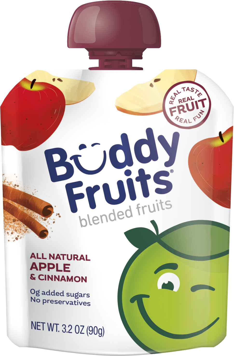 Buddy Fruits Pure Blended Apple And Cinnamon Snack-3.2 oz.-18/Case