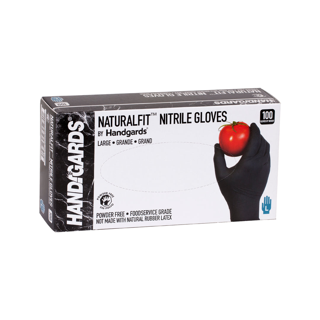 Handgards Naturalfit Nitrile Powder Free Black Large Glove-100 Each-100/Box-10/Case
