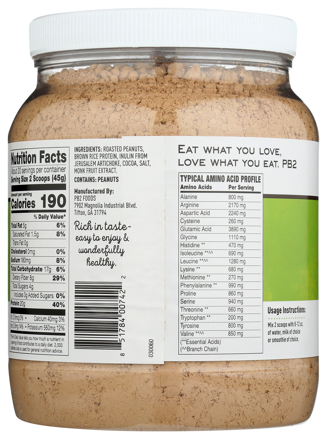 Pb2 Foods Performance Peanut Protein With Cocoa-32 oz.-2/Case