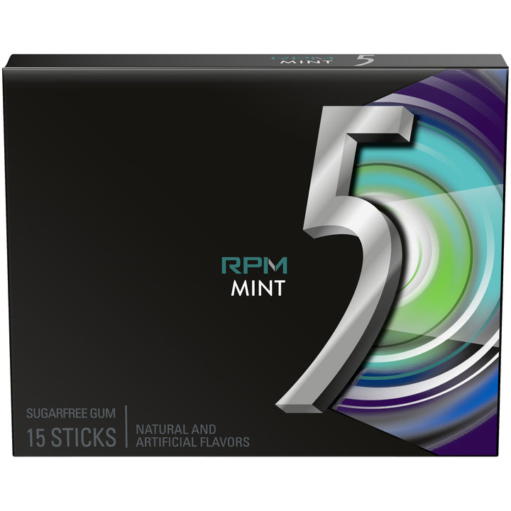 Five Single Serve Mint Gum-15 Piece-10/Box-12/Case
