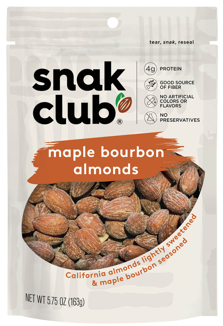 Snak Club Small Gusset Bag Maple Bourbon Almonds-5.75 oz.-6/Case