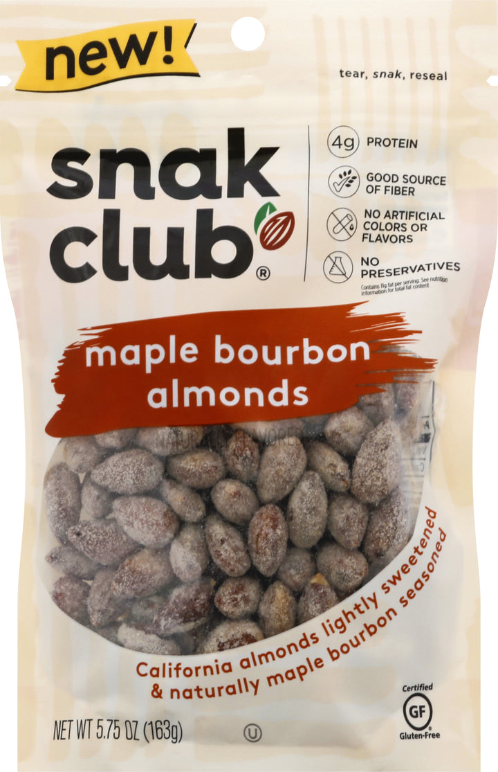 Snak Club Small Gusset Bag Maple Bourbon Almonds-5.75 oz.-6/Case