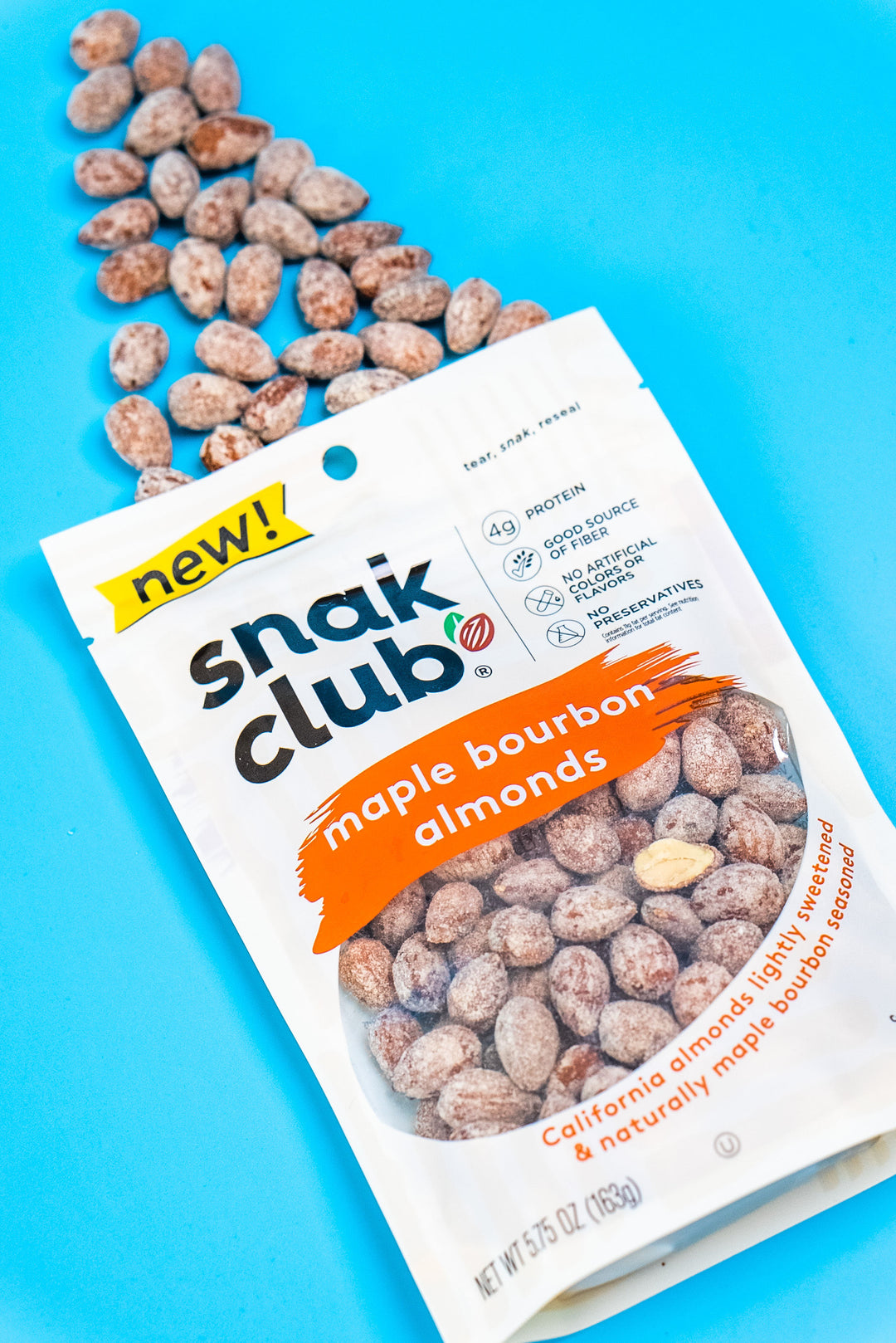 Snak Club Small Gusset Bag Maple Bourbon Almonds-5.75 oz.-6/Case