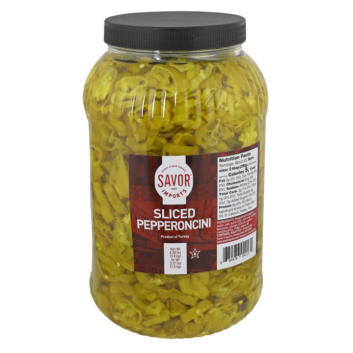 Savor Imports Sliced Pepperoncini Pepper-Pet-1 Gallon-4/Case