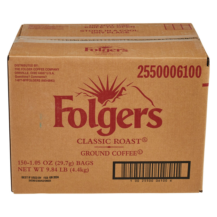 Folgers Caffeinated Fraction Regular Classic Roast Coffee-1.05 oz.-150/Case
