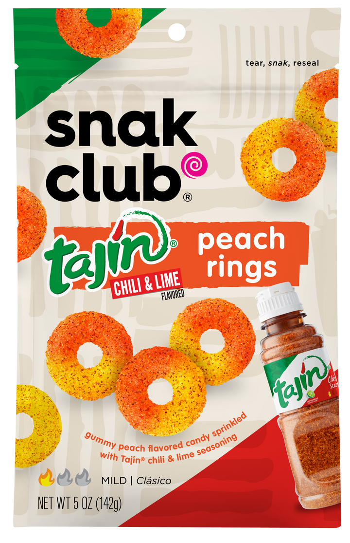 Snak Club Tajin Peach Gummy Rings-5 oz.-6/Case