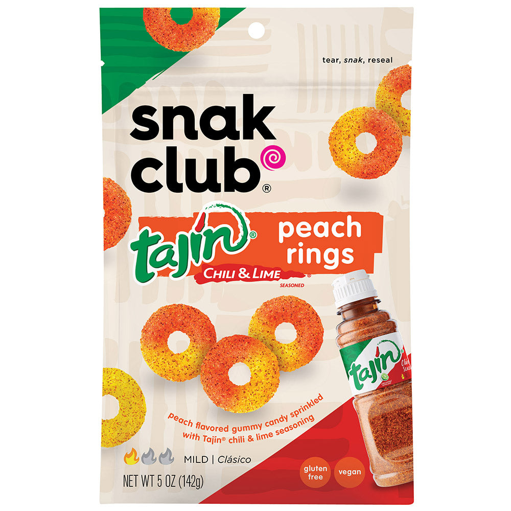 Snak Club Tajin Peach Gummy Rings-5 oz.-6/Case