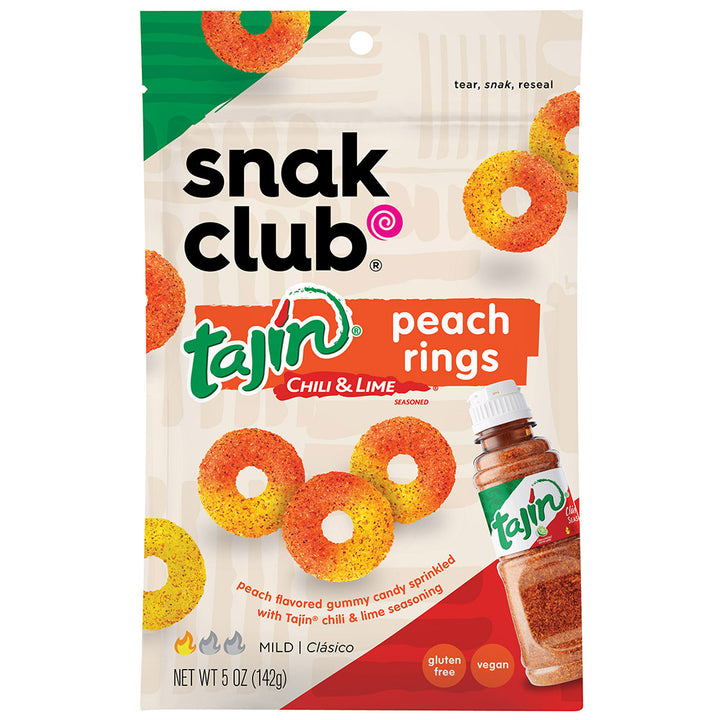 Snak Club Tajin Peach Gummy Rings-5 oz.-6/Case