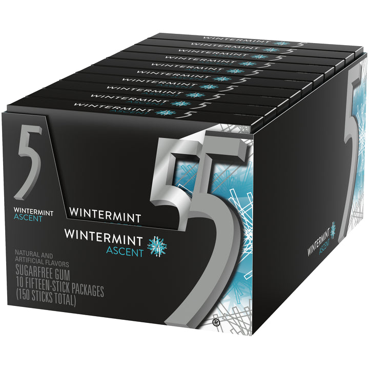 5 Gum Sugarfree Wintermint Ascent Stick Gum-15 Piece-10/Box-12/Case
