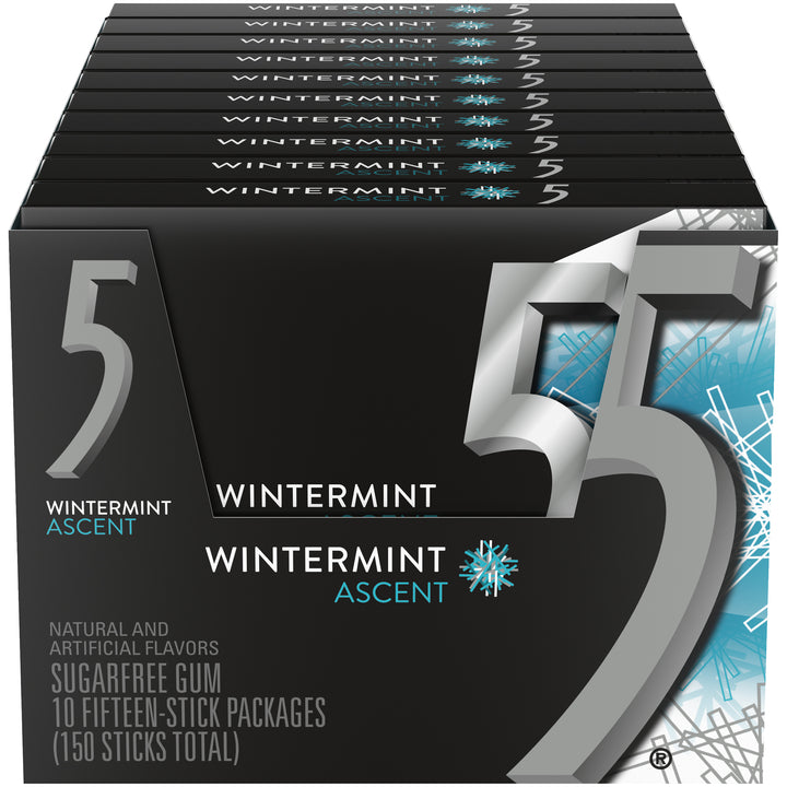 5 Gum Sugarfree Wintermint Ascent Stick Gum-15 Piece-10/Box-12/Case