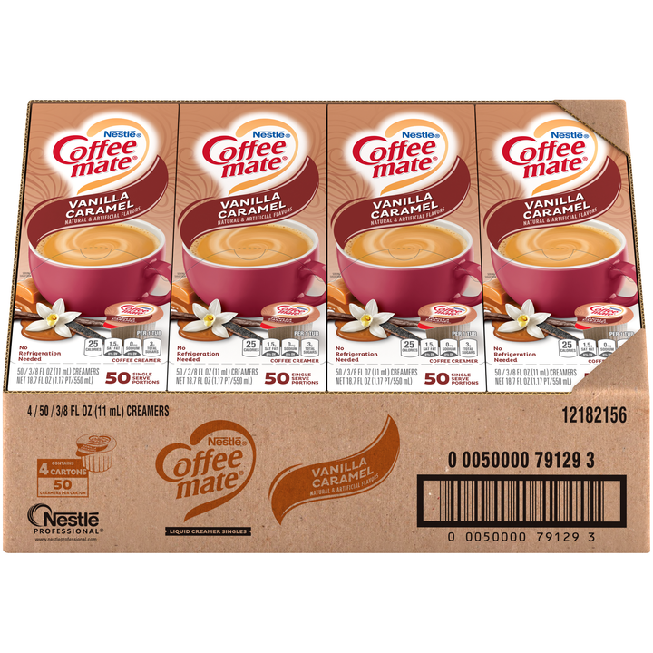 Coffee-Mate Vanilla Caramel Single Serve Liquid Creamer-18.7 fl oz.s-4/Case