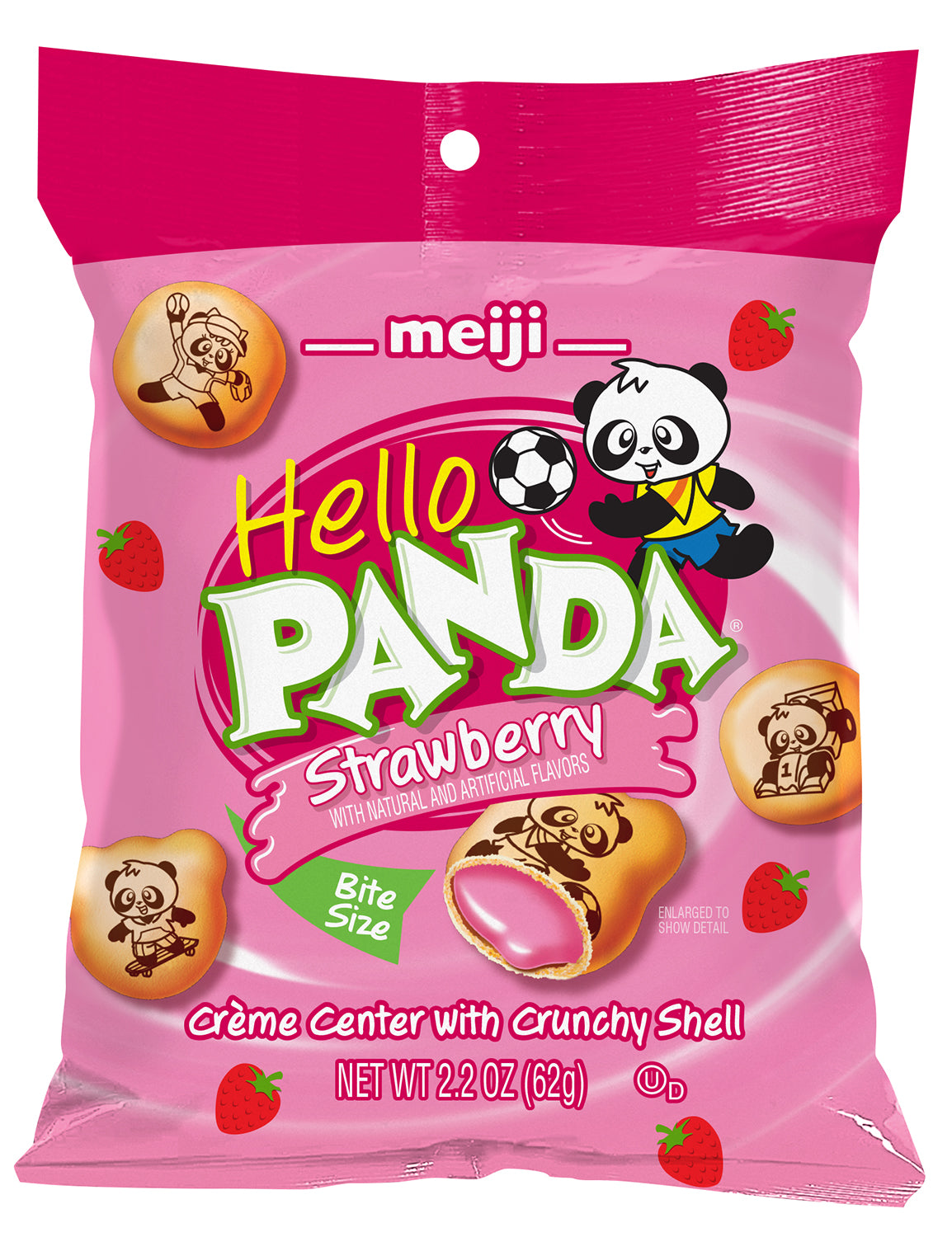 Hello Panda Strawberry Creme Filled Bite Size Cookie-2.2 oz.-6/Box