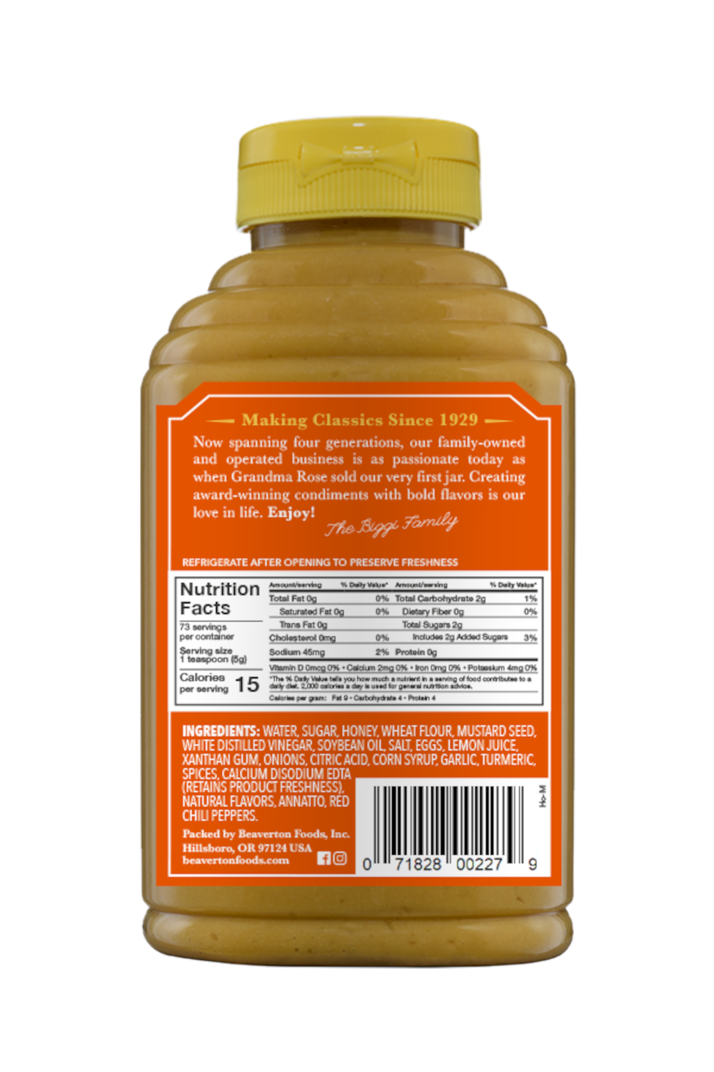 Beaver Honey Mustard Bottle-13 oz.-6/Case