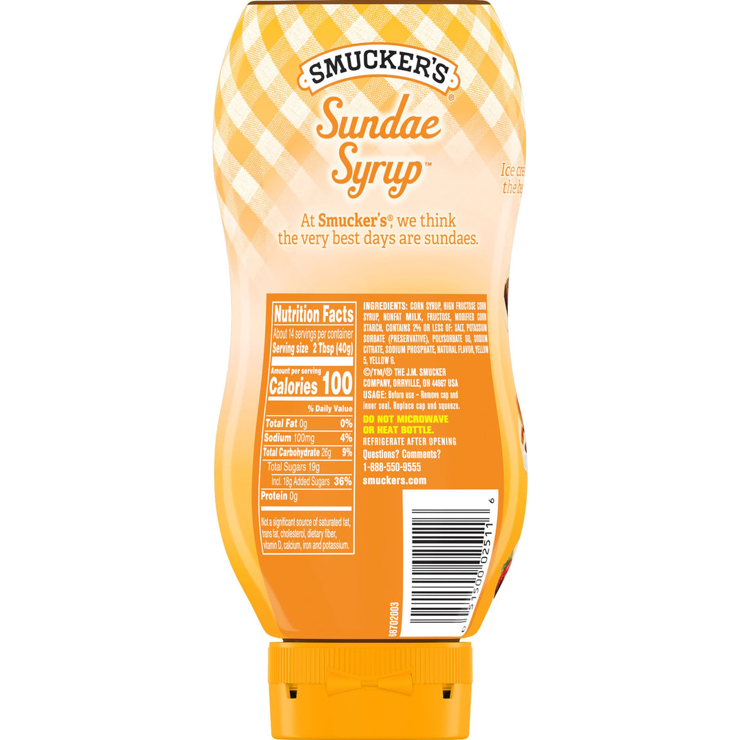 Smucker's Sundae Butterscotch Syrup Bottle-20 oz.-12/Case