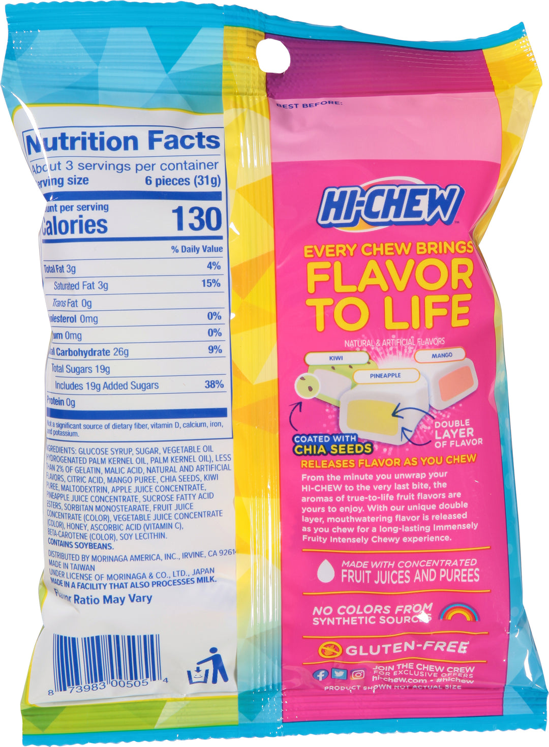 Hi-Chew Tropical Mix Candy Bag-3.53 oz.-6/Case
