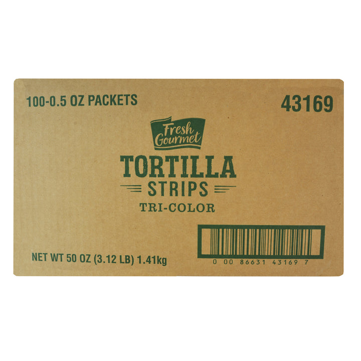 Fresh Gourmet Tri-Color Tortilla Strips-0.5 oz.-100/Case