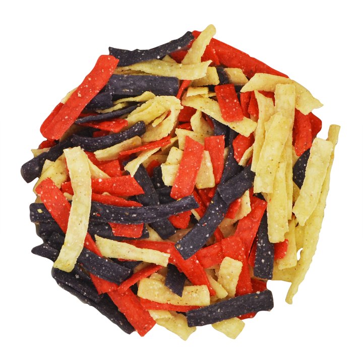 Fresh Gourmet Tri-Color Tortilla Strips-0.5 oz.-100/Case