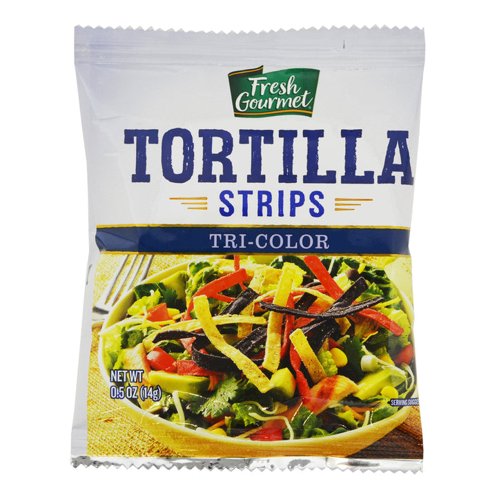 Fresh Gourmet Tri-Color Tortilla Strips-0.5 oz.-100/Case