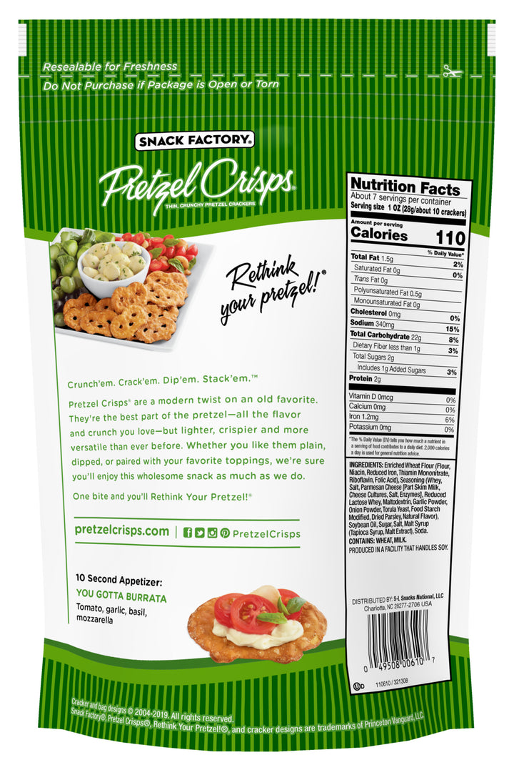 Pretzel Crisps Garlic Parmesan-7.2 oz.-12/Case