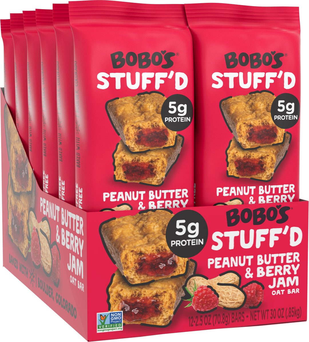 Bobo's Oat Bars Gluten Free-Vegan Peanut Butter Filled Bar-2.5 oz.-12/Box-4/Case