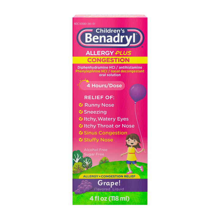 Benadryl Children's Benadryl Allergy Plus Congestion-4 fl oz.s-3/Box-12/Case