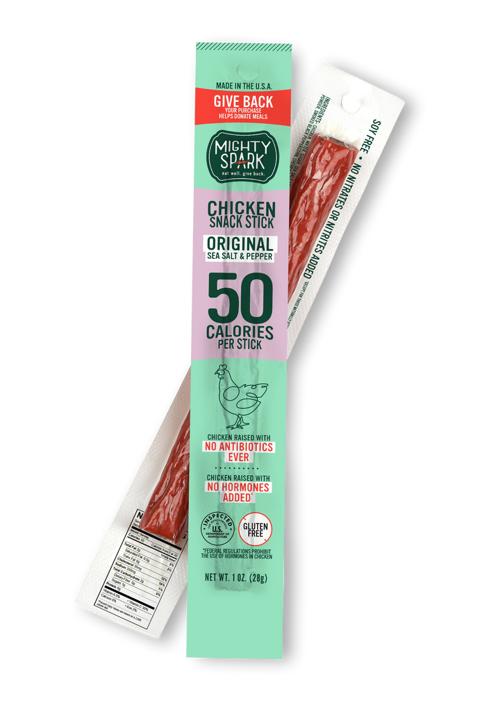 Mighty Spark Food Co Grab And Go Pink Sea Salt Peppercorn Chicken Snack Sticks-1 oz.-12/Box-4/Case