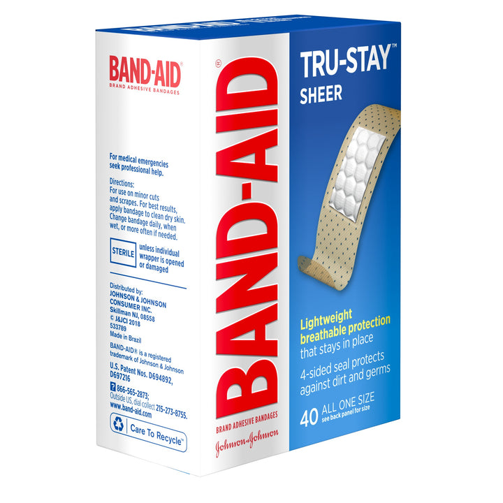 Band Aid Sheer Strips Bandages Box-40 Count-5/Box-4/Case