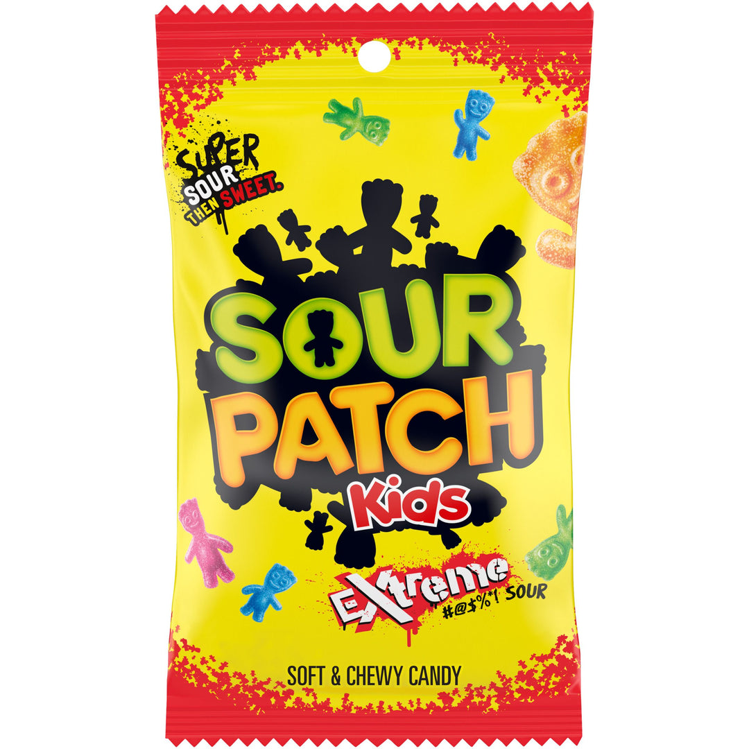 Sour Patch Kids Extreme Sour Soft Candy Gummy Candy Peg Bag-7.2 oz.-12/Case