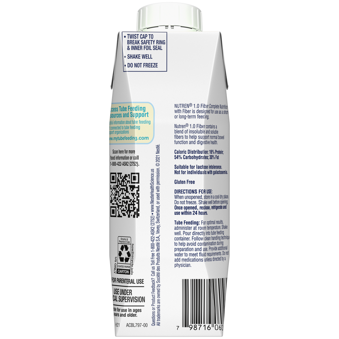 Nutren 1.0 Malnutrition Unflavored Prebio 1 Liquid Formula-8.45 fl oz.-24/Case
