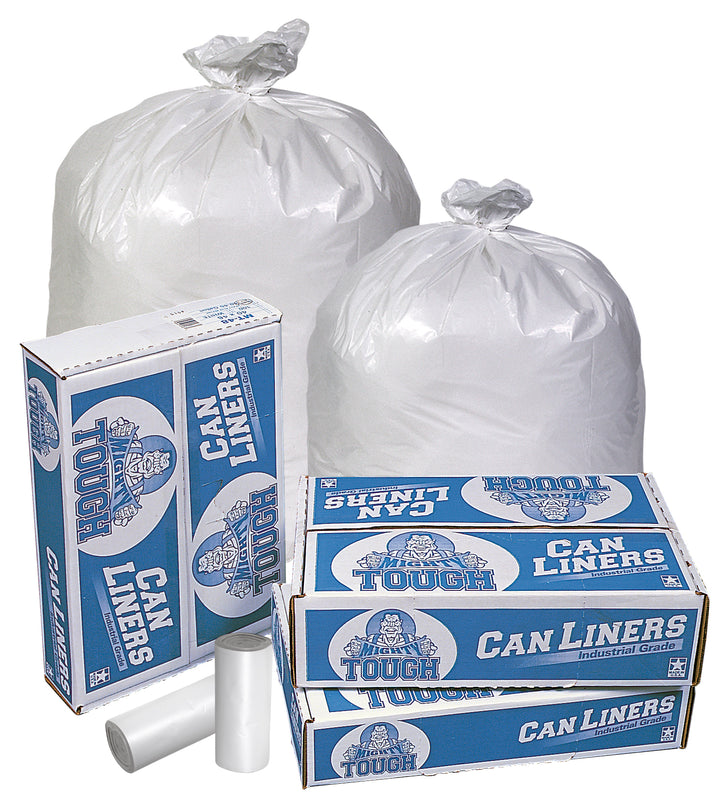 Pitt Plastics Mighty Tough 33 Inch X 39 Inch .95 Mil 33 Gallon Extra Heavy White Star Perforated Roll Can Liner-15 Count-10/Case