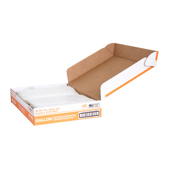 Zipgards High Density Recloseable Clear Flat Stack Gallon Freezer Bag-250 Each-250/Box-1/Case