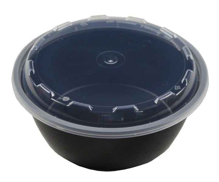 Cubeware 32 oz. Round Container Black Base With Clear Vented Lid-150 Set-1/Case