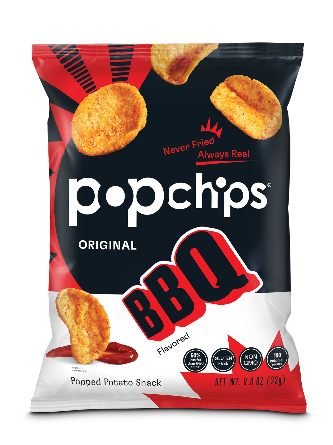 Popchips Barbecue Popped Potato Chips-0.8 oz.-24/Case