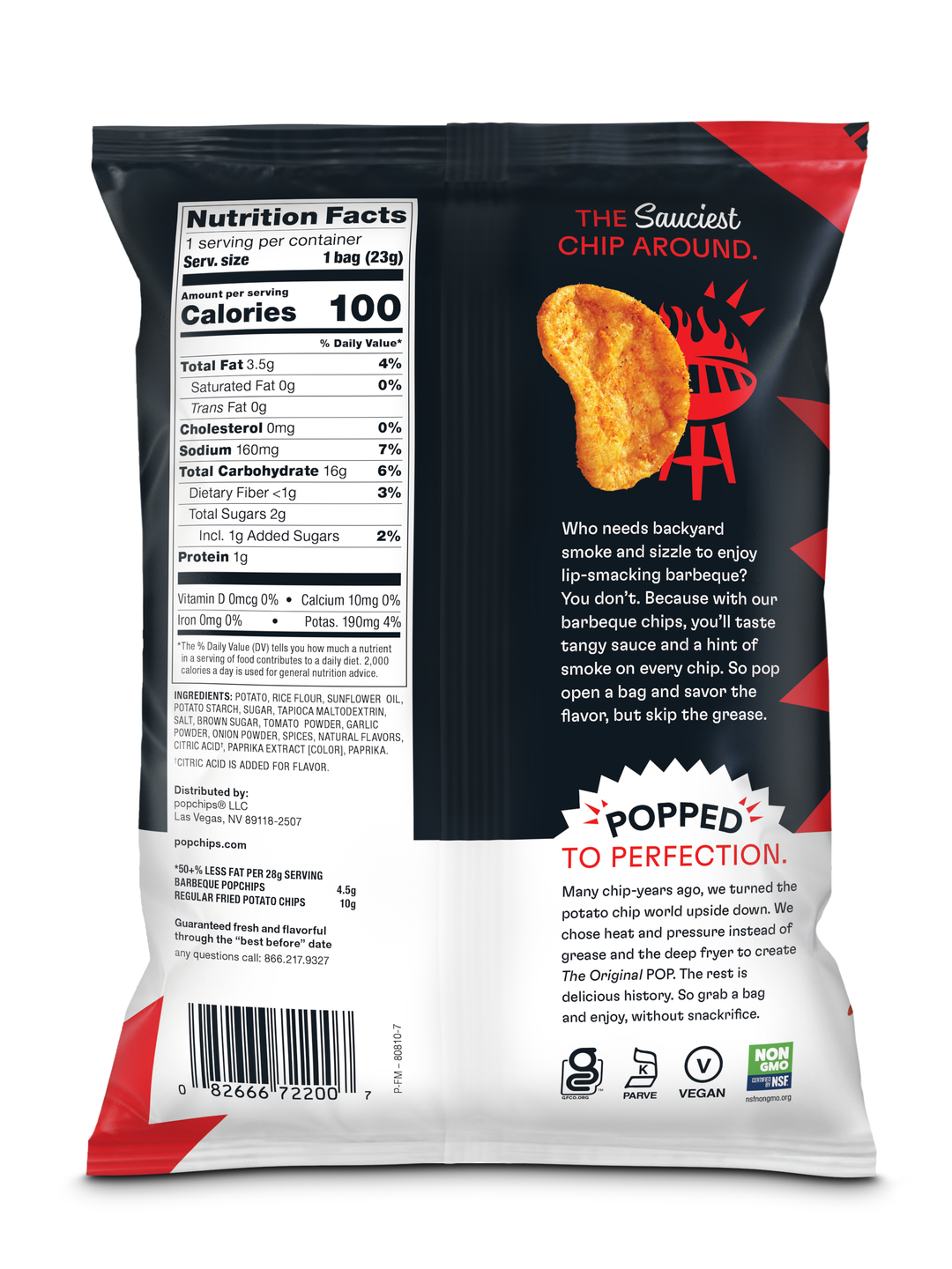 Popchips Barbecue Popped Potato Chips-0.8 oz.-24/Case