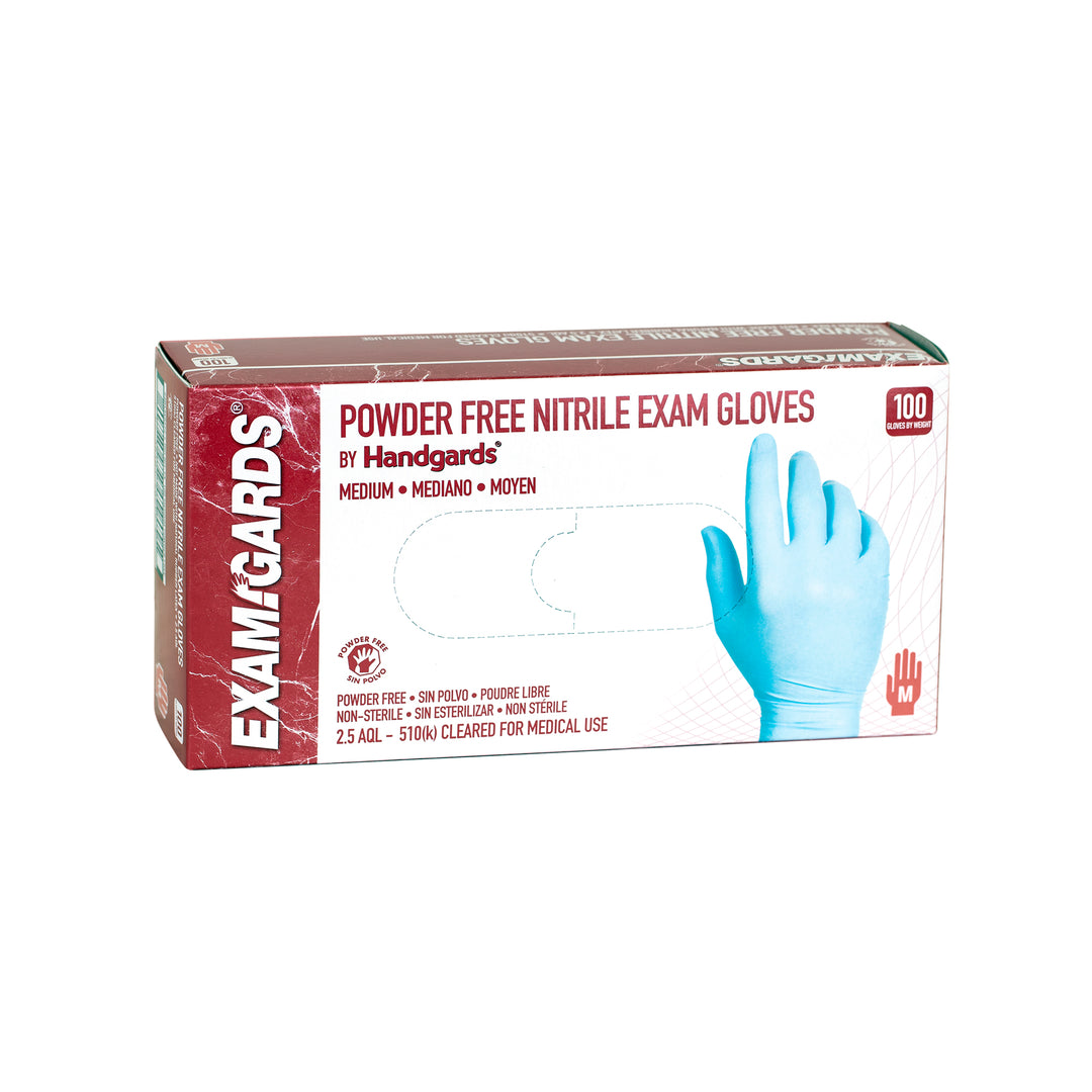 Examgards Powder Free Non-Sterile Exam Medium Blue Nitrile Glove-100 Each-10/Case