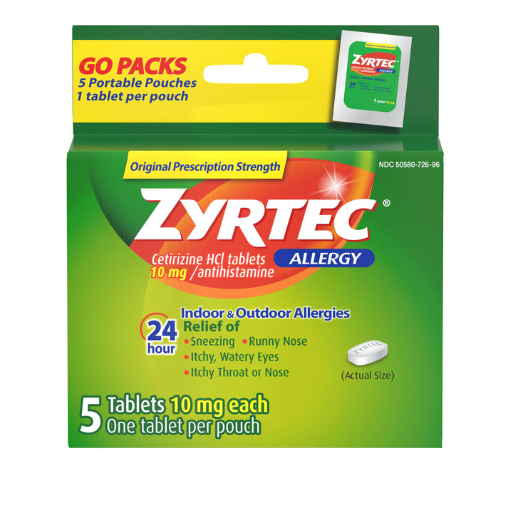 Zyrtec 24 Hour Hives Relief-5 Count-4/Box-9/Case
