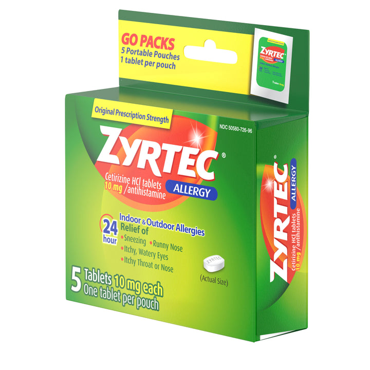 Zyrtec 24 Hour Hives Relief-5 Count-4/Box-9/Case
