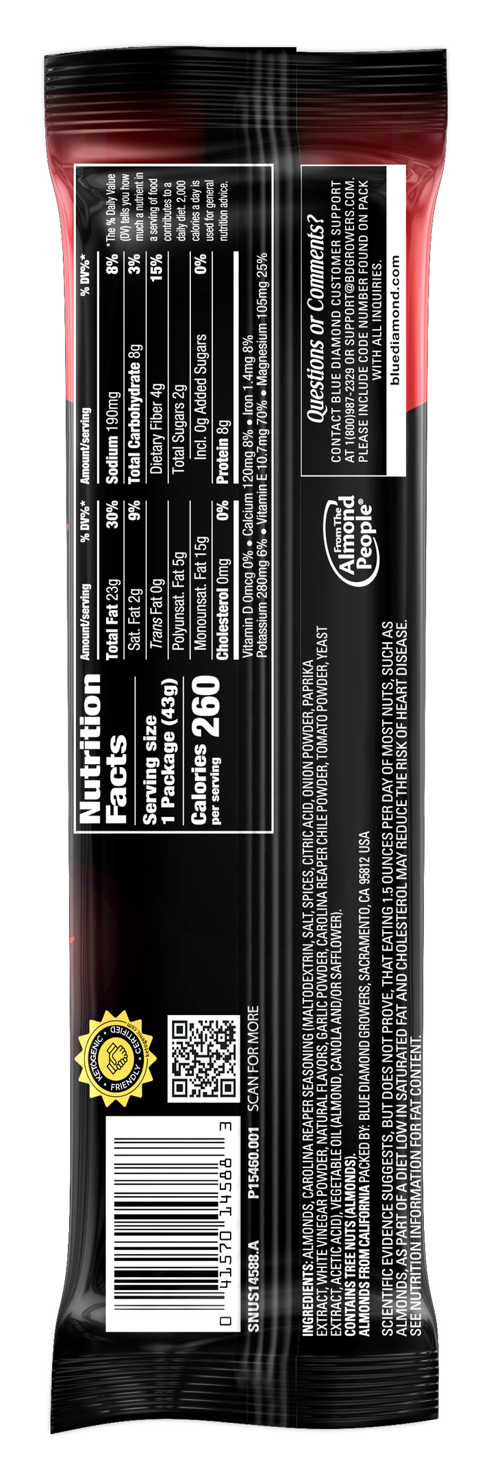 Blue Diamond Almonds Xtremes Carolina Reaper-1.5 oz.-12/Box-12/Case