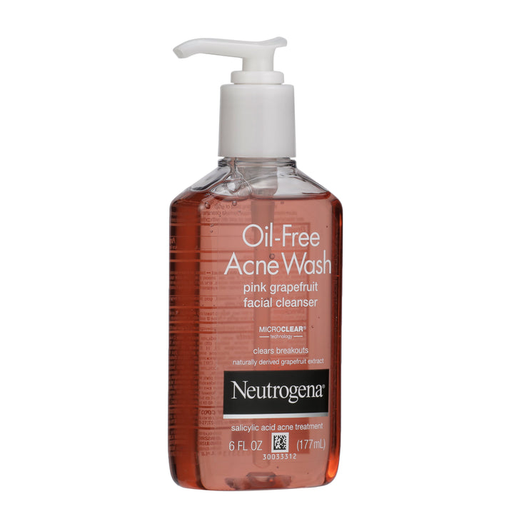 Neutrogena Oil-Free Acne Wash Pink Grapefruit Facial Cleanser-6 fl oz.s-3/Box-4/Case