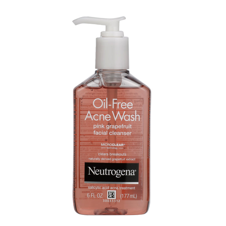 Neutrogena Oil-Free Acne Wash Pink Grapefruit Facial Cleanser-6 fl oz.s-3/Box-4/Case