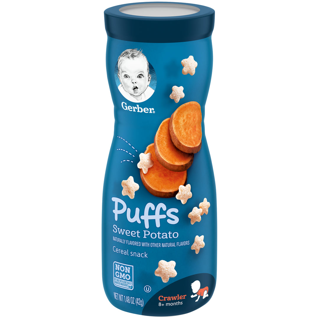 Gerber Graduates Non-Gmo Sweet Potato Puffs Cereal Baby Snack Canister-1.48 oz.-6/Case