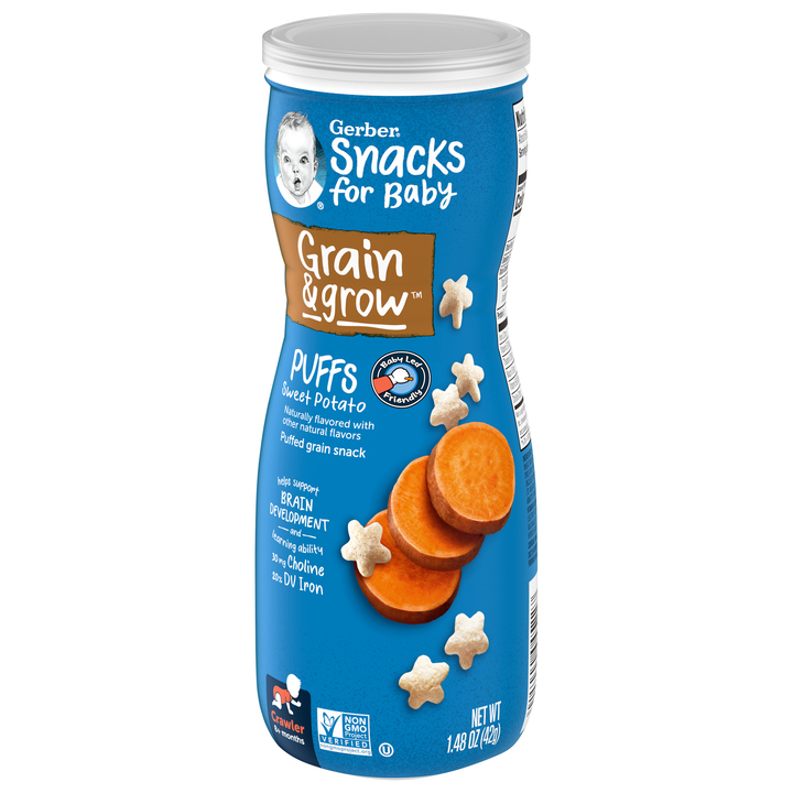 Gerber Graduates Non-Gmo Sweet Potato Puffs Cereal Baby Snack Canister-1.48 oz.-6/Case