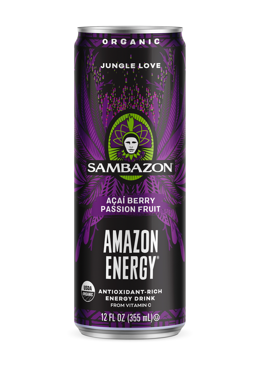 Sambazon Jungle Love Amazon Energy Drink Acai Passion Fruit-12 fl oz.s-12/Case